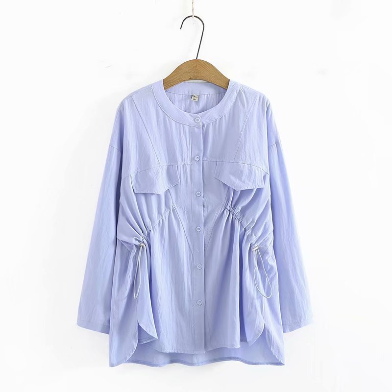 Simple Cotton Waist Round Neck Shirt