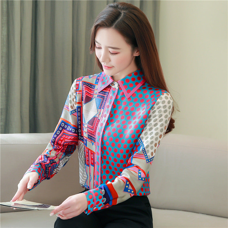 Red dot Print Chiffon shirt