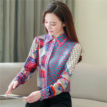 Red dot Print Chiffon shirt