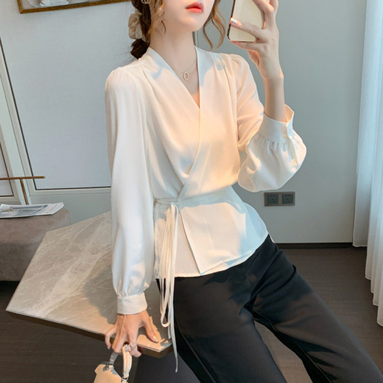 V-neck chiffon shirt