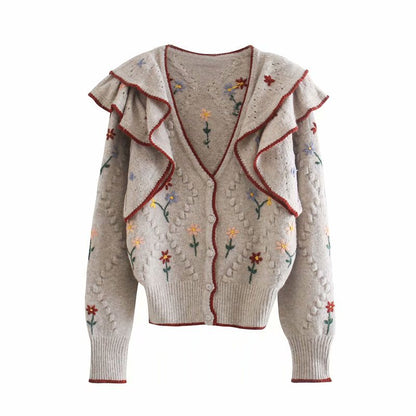 Veste femme avec cardigan tricoté brodé