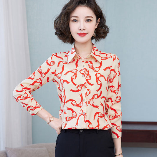 Women's Retro Design Niche Print Shirt