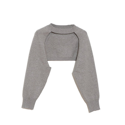 Le même pull à manches longues et col rond, col licou, automne et hiver