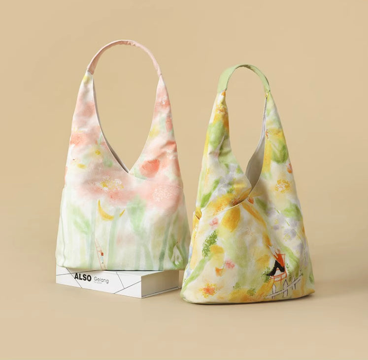 Illustration Canvas Bag Shoulder Bucket Bag