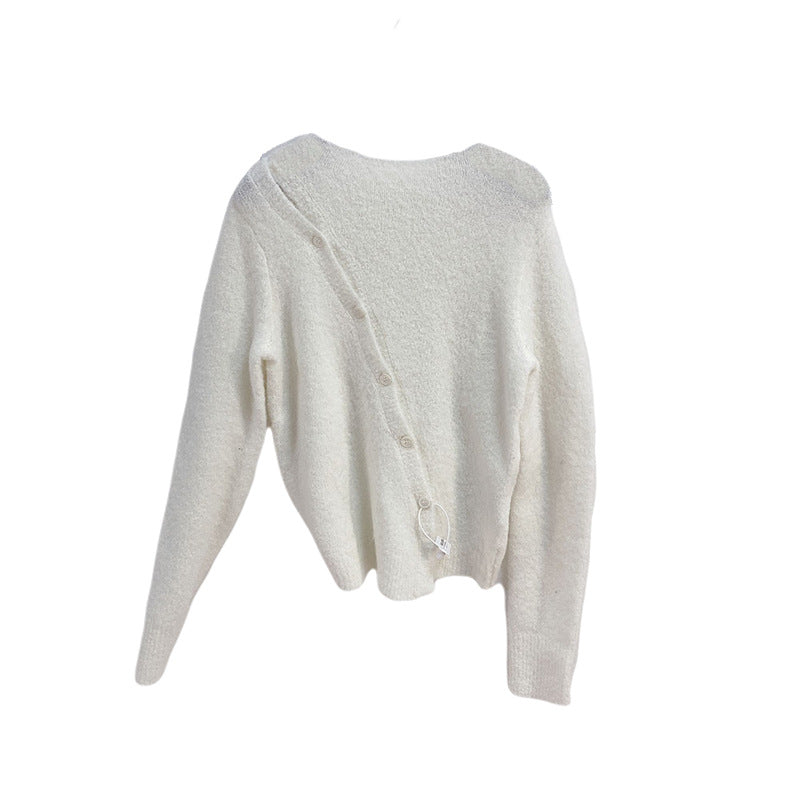 Women's diagonal cardigan long sleeve sweater