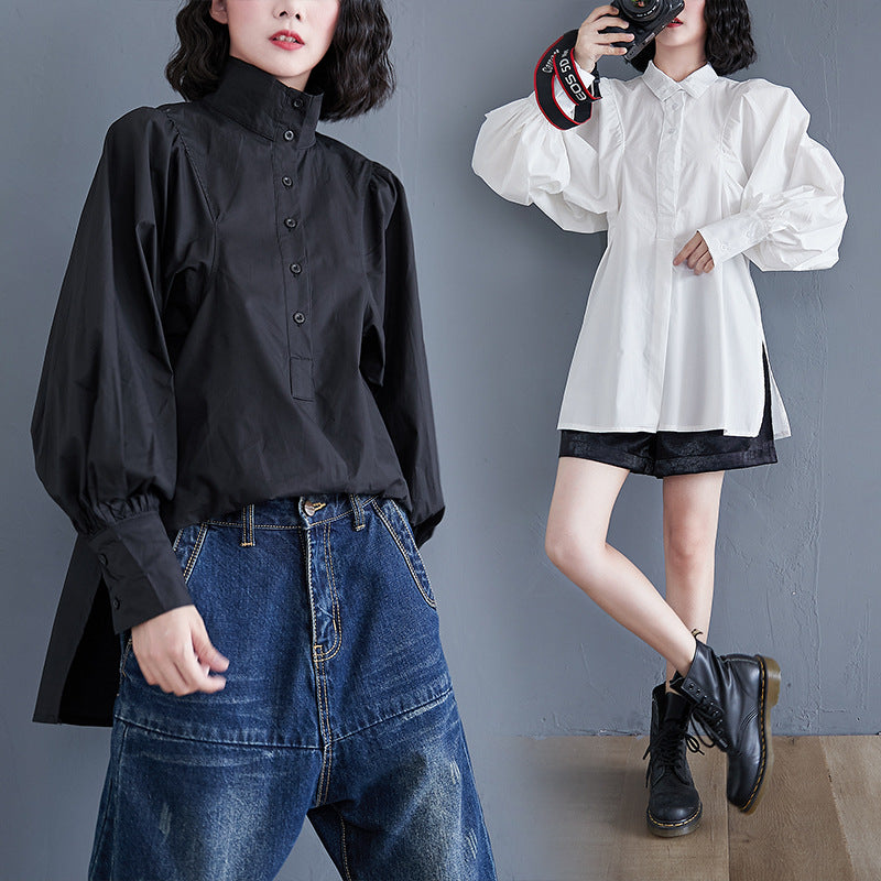 All-match Fat mm Loose Korean Long-sleeved Shirt Women