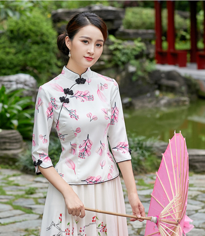 Top cheongsam chino clásico y elegante