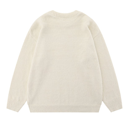 Loose Leisure Pullover Cotton Knitwear Street Fashion American Round Neck Knitted Sweater