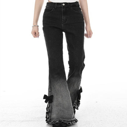 Women's Summer American-style Retro Slit Slightly Flared Gradient Jeans