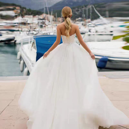 Mariée européenne et américaine nouée taille haute mince dentelle Super Mori robe de mariée Simple