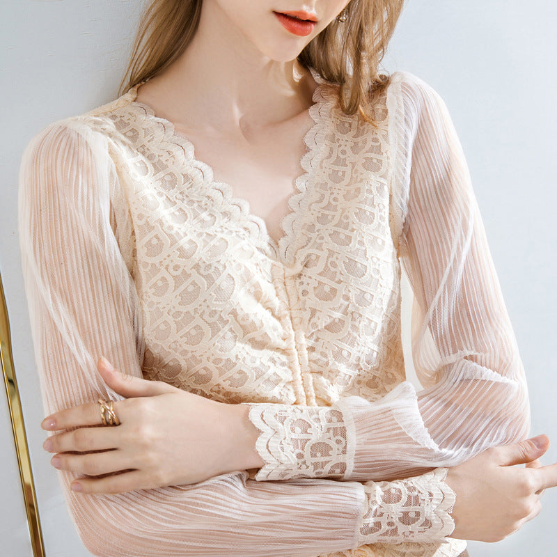 Temperament lace blouse women