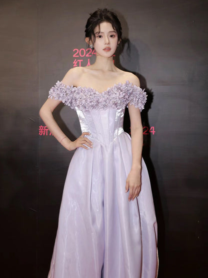 Purple Evening Dress Women's Banquet Graduation Adult Toast Dress