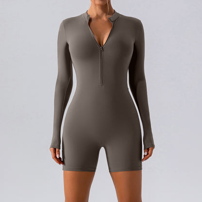 Long-sleeve Zipper One-piece Dance Training