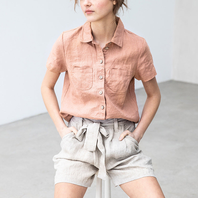 Linen Niche Casual Solid Color Shirt