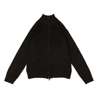 Japanese Double Zipper Soft Knitted Sweater Coat