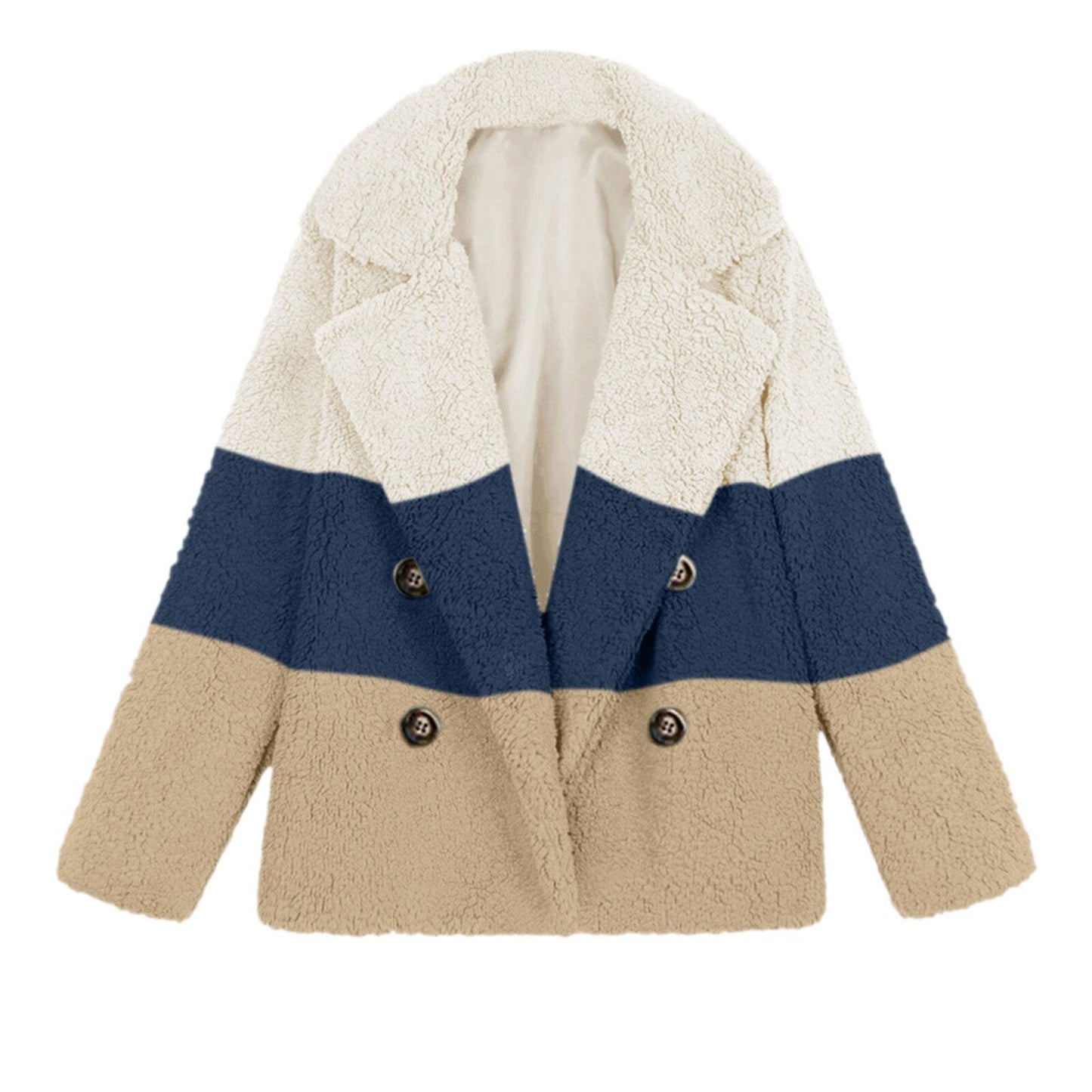 Manteau ample en laine d'agneau à double boutonnage et revers