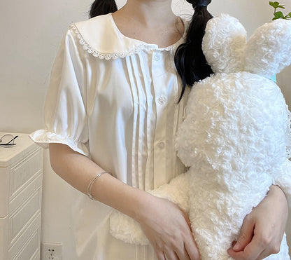 Chemise japonaise mignonne et ample avec oreilles de lapin, haut à manches courtes