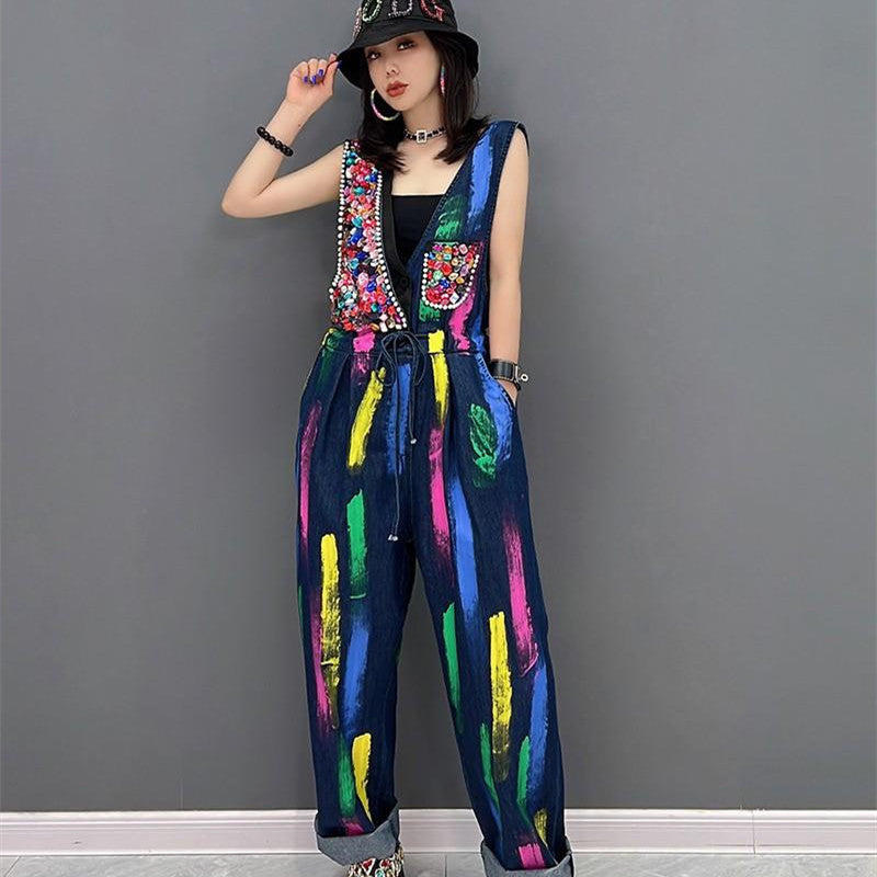 Women's Fashion Sleeveless One-piece Strappy Pants