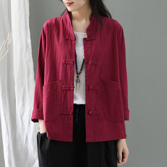 Loose And Casual Cardigans Zen Tea Clothes Tops In Spring And Autumn