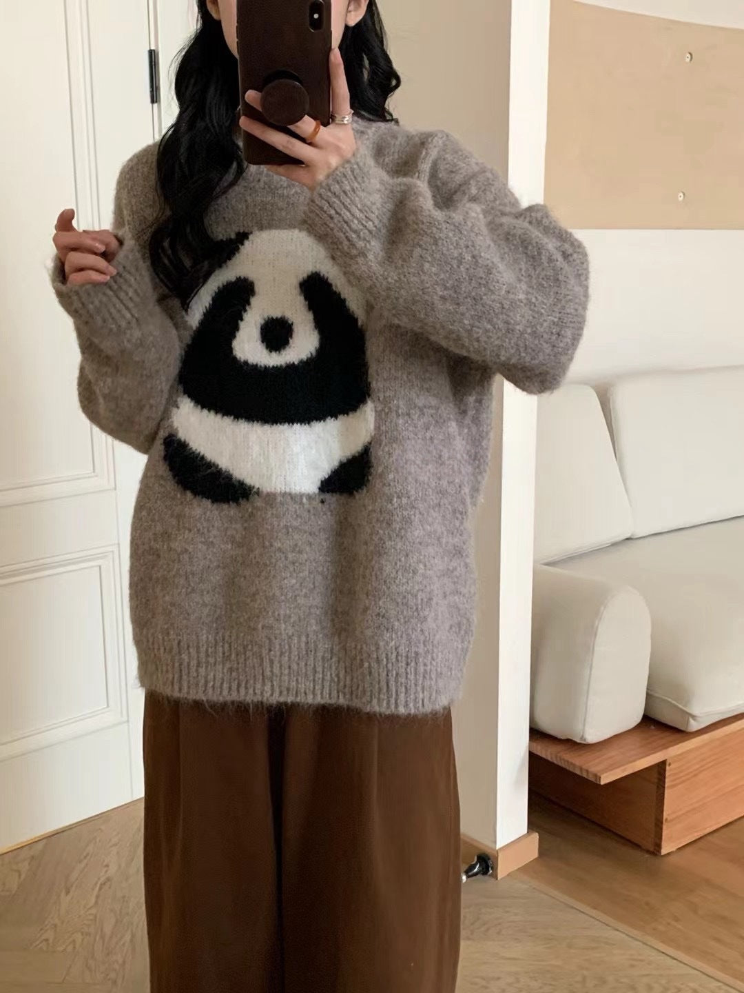 Pull paresseux panda mignon femme