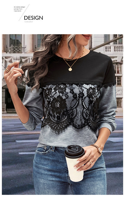 Women's Color Matching Long-sleeved Sweater Autumn