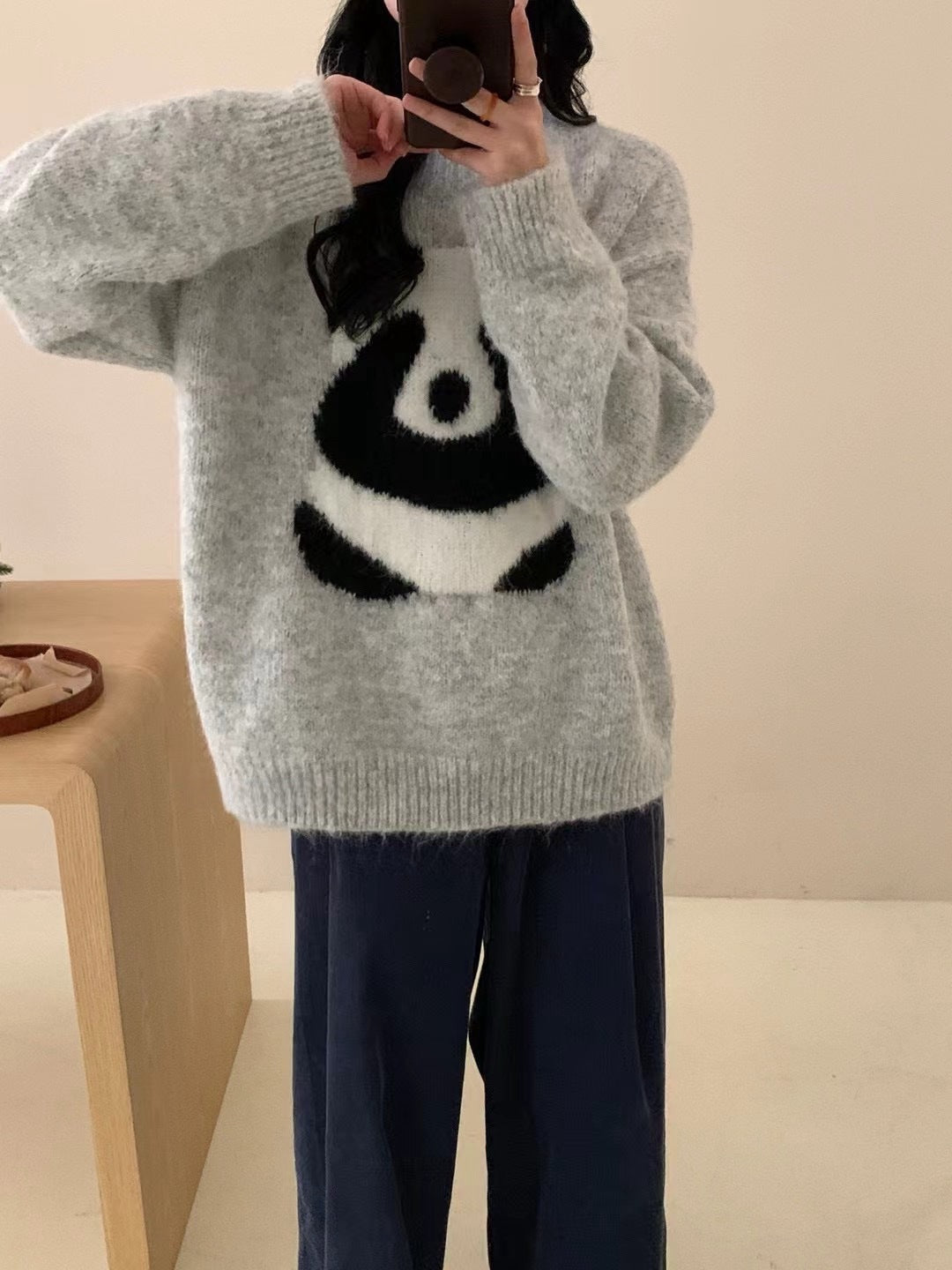 Cute Panda Lazy Sweater Female