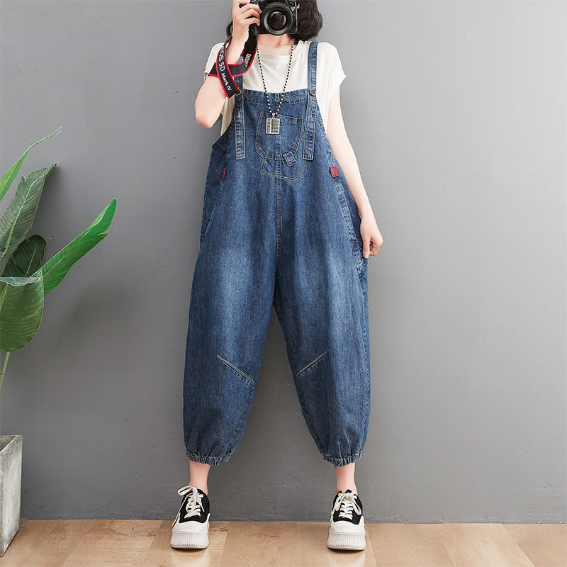 New Plus Size Women's Loose And Slim Denim Overalls