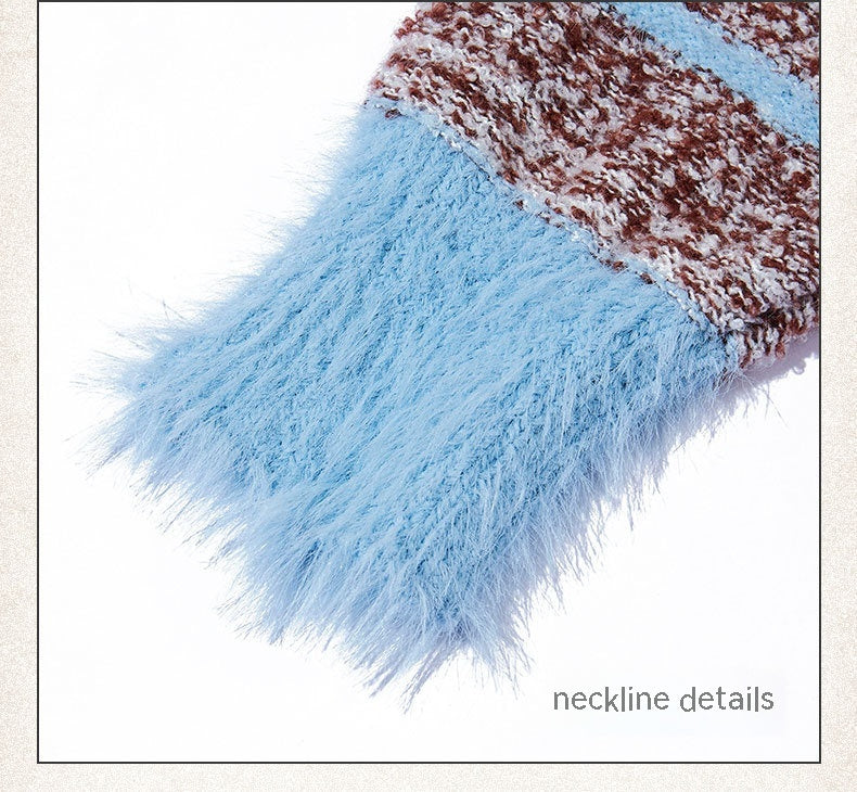 Early Autumn Couple Dopamine Striped Cardigan Campus Retro Soft Glutinous Mohair Knitwear