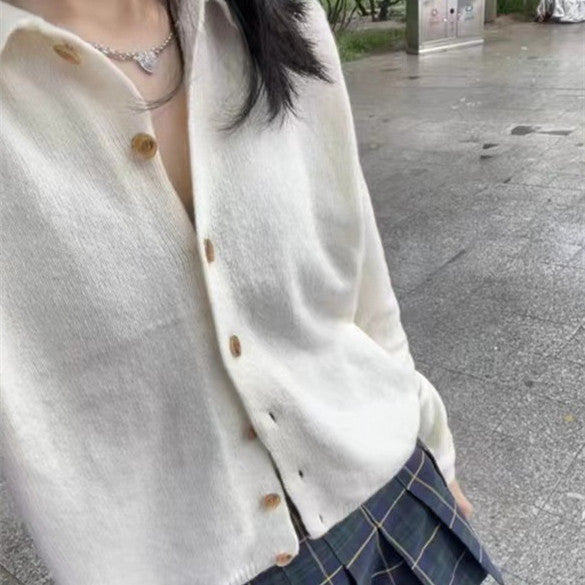 Women's Fashion Polo Collar Button Sweater