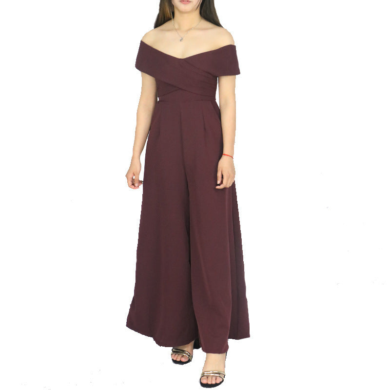 Off Shoulder One Shoulder Dress Pants Jumpsuit