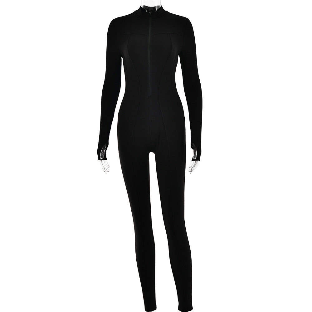 Long-sleeve Zipper Jumpsuit For Women