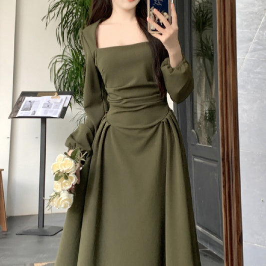 French Style Retro Long Sleeve Dress Women