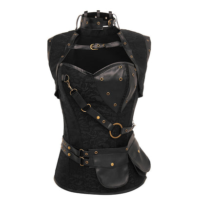 Ladies Fashion Retro Gothic PU Slim Fit Belly Sexy Corset