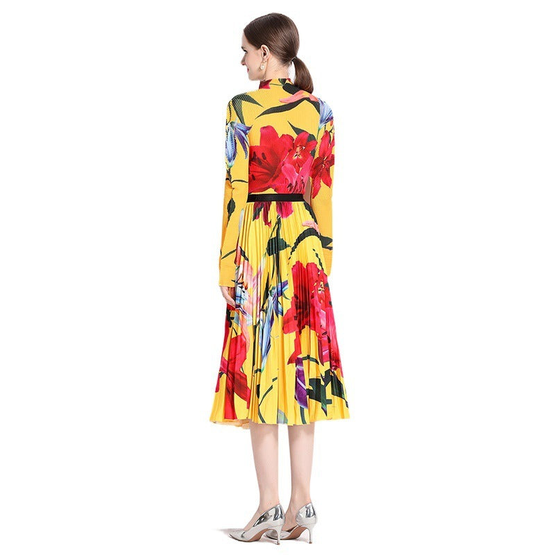 Printed Pleated Fashion Suit Women