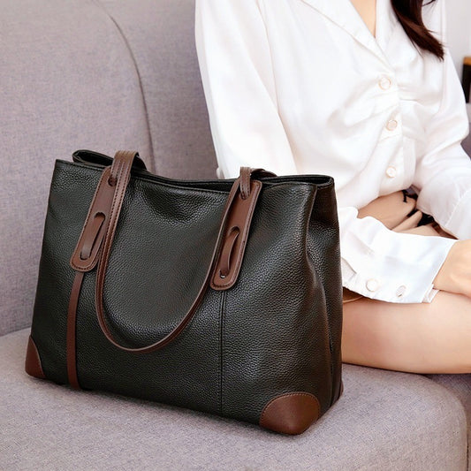 Women's One-shoulder Large Capacity High-grade Sense Leather Handbag