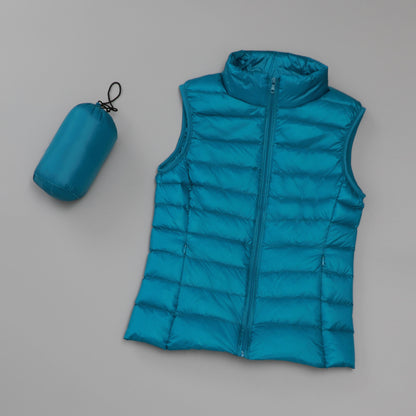 Gilet en duvet léger pour femmes, gilet court et Slim de Style coréen à col montant