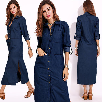 Ladies Long Sleeve Denim Casual Shirt