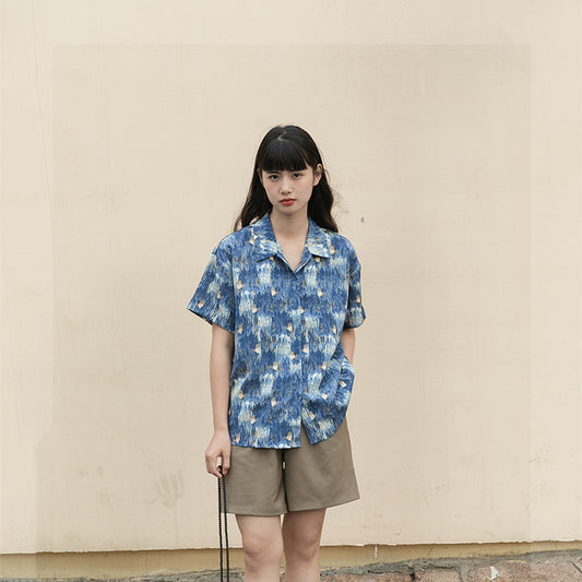 Loose And Slim Korean Style Top Casual Seaside Shirt