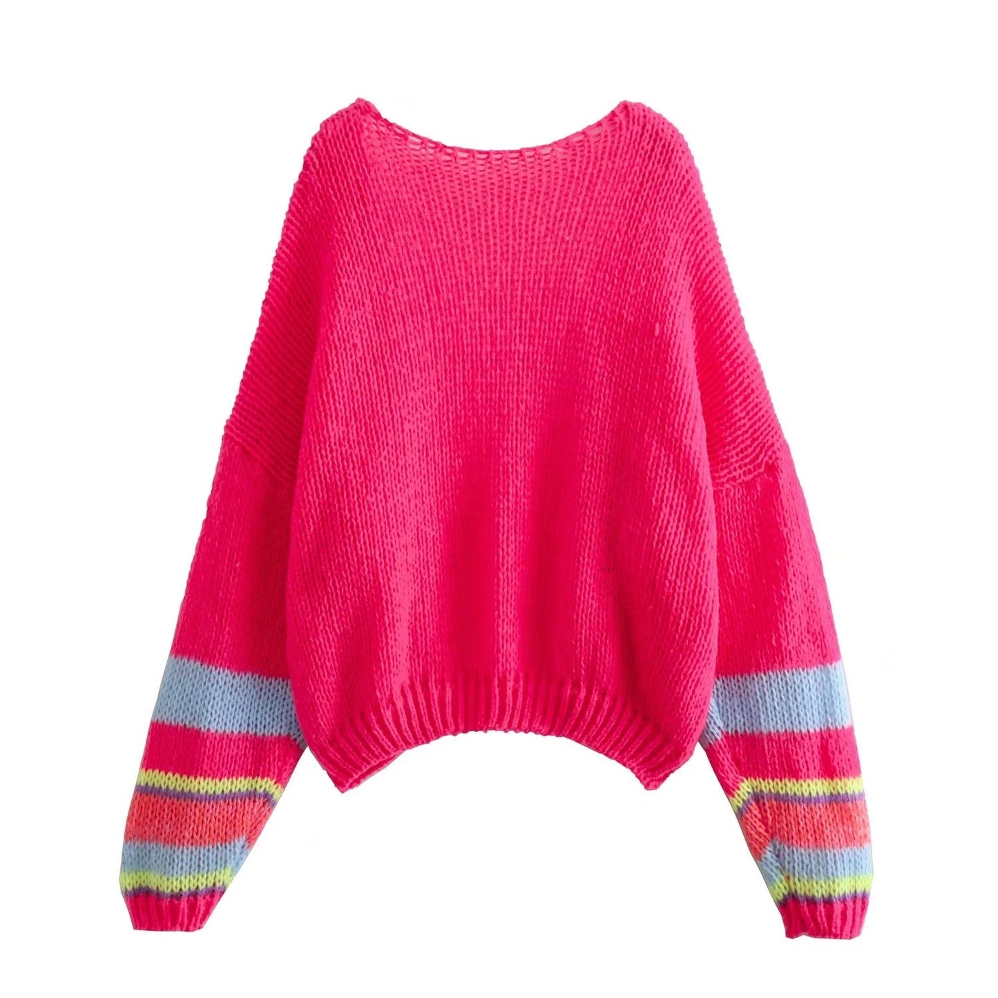 Lantern Sleeve Tie-dyed Knitted Cardigan Sweater Coat