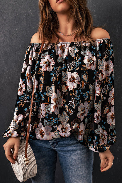 Floral Off-Shoulder Balloon Sleeve Blouse