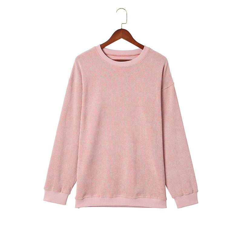 Casual Style Solid Color Pullover Women Thread Knitted Long Sleeve Sweater