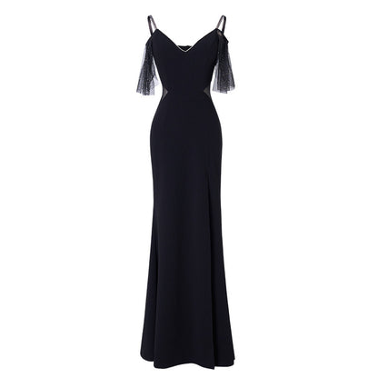 Deep V-neck Low Cut Mop Slim-fit Evening Dress