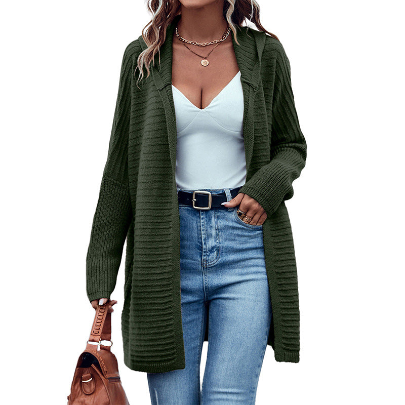 Solid Color Long Sleeve Cardigan For Women