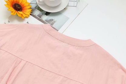 Simple Cotton Waist Round Neck Shirt