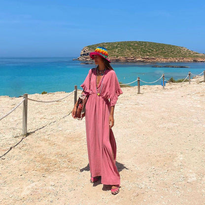 Robe de plage de couleur unie pour femmes