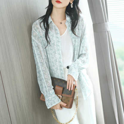 Summer New Shirt Women Long-sleeved Chiffon Shirt