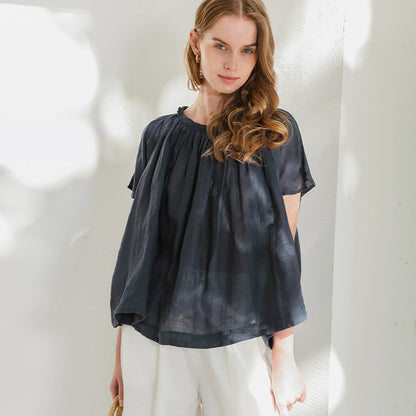 Summer Slightly Transparent Loose Large Size Dolman Sleeve Blouse