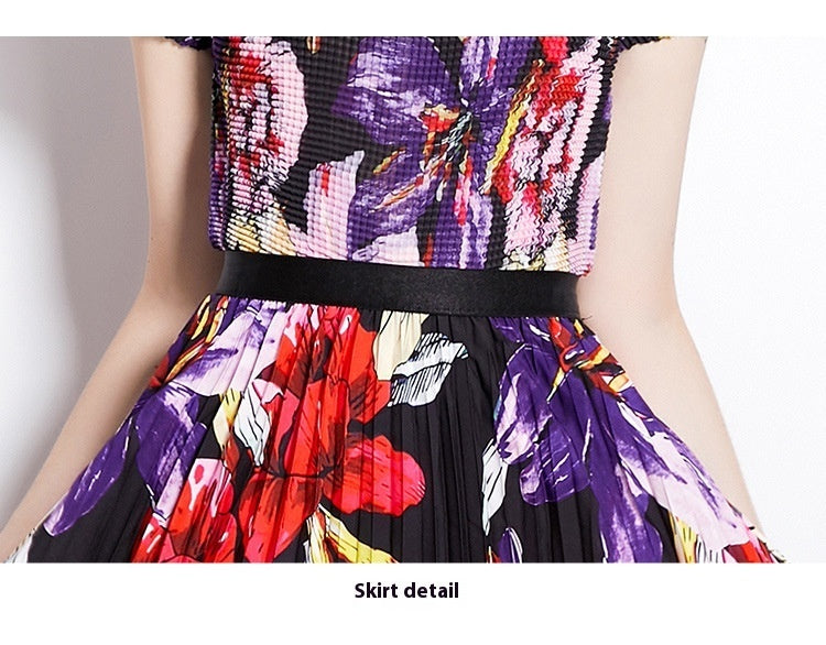 Loose Top Slimming Pleated Skirt