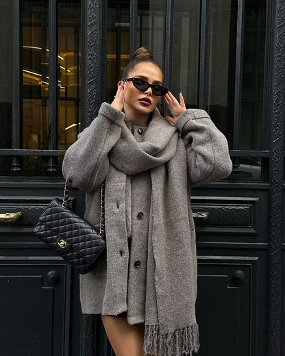 Bufanda de mujer Capa Midi de punto Abrigo de lana Ropa de invierno para mujer