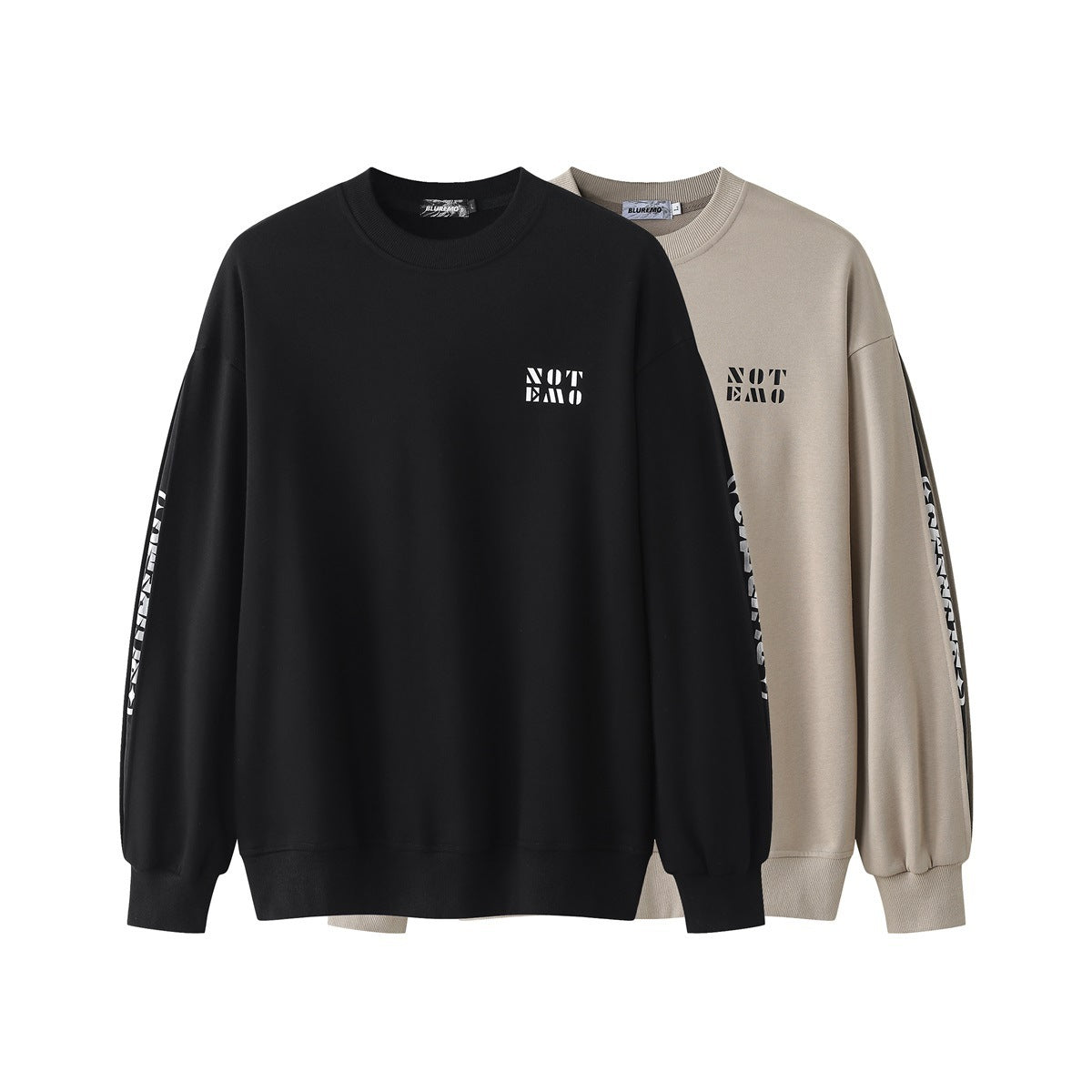 Contrast Color Crack Letter Printing Crew Neck Pullover Sweatshirt